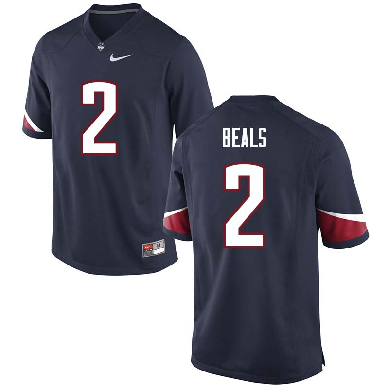 Men's #2 Tyraiq Beals Uconn Huskies College Football Jerseys Sale-Navy